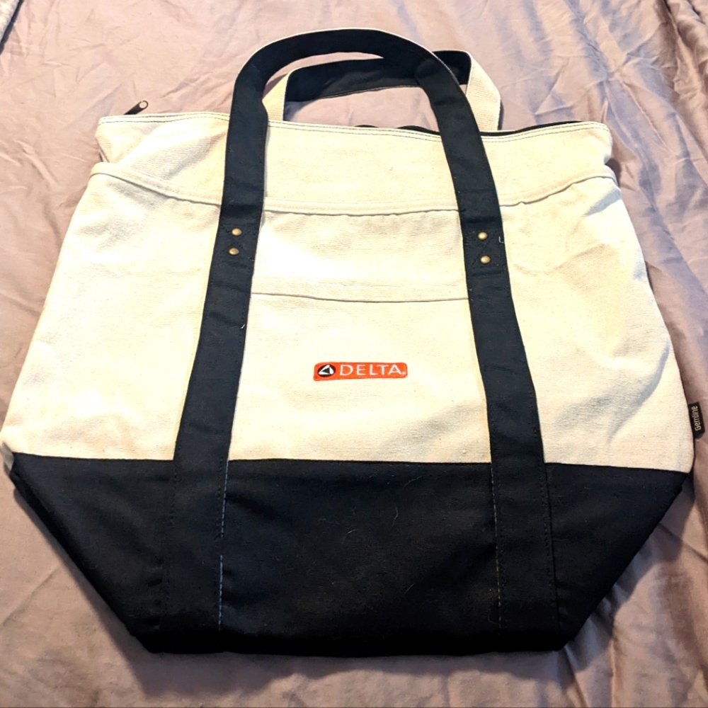 Large heavy duty - brand new canvas tote bag. Cream & Black